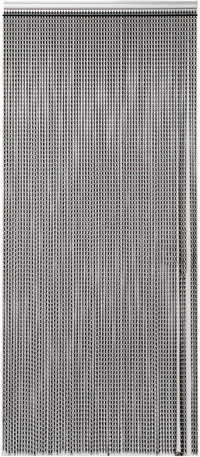 90cm x 200cm Premium Aluminium Fly Screen Chain Curtain - Heavy Duty Insect Door Screen for Restaurants, Homes & Shops - Adjustable Metal Fly Curtain with Easy Installation (Black)