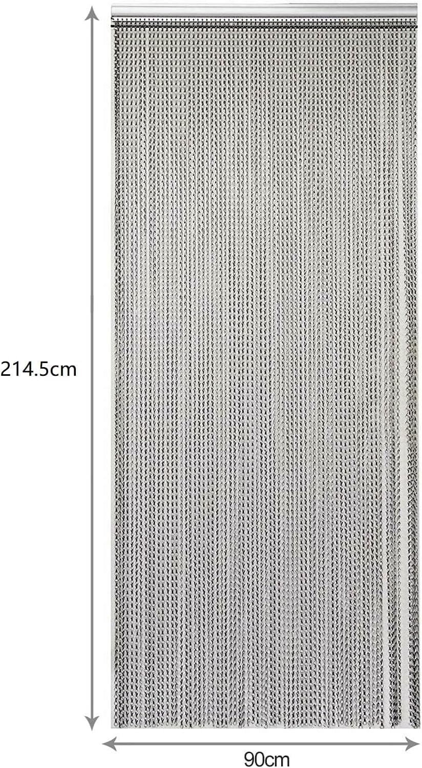 90cm x 200cm Premium Aluminium Fly Screen Chain Curtain - Heavy Duty Insect Door Screen for Restaurants, Homes & Shops - Adjustable Metal Fly Curtain with Easy Installation (Black)