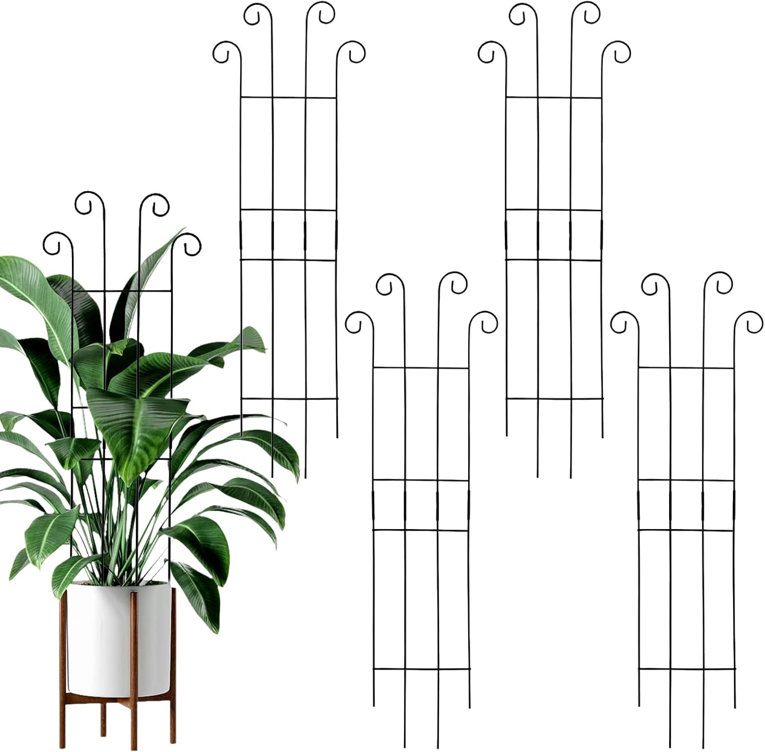 4 Plant Trellis for Indoor Climbing Plants - Green Fan Trellis Metal Metal Flower Stand Garden Trellis | Heavy Duty Vertical Plant Support for Vegetables