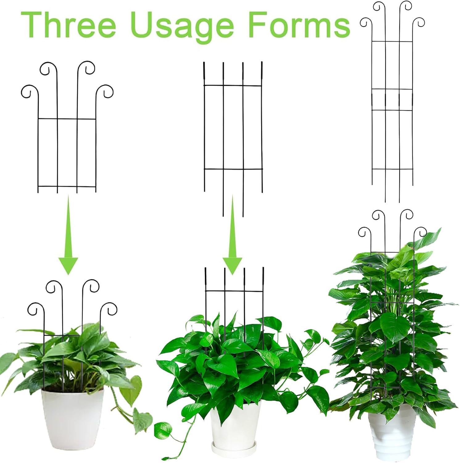 4 Plant Trellis for Indoor Climbing Plants - Green Fan Trellis Metal Metal Flower Stand Garden Trellis | Heavy Duty Vertical Plant Support for Vegetables