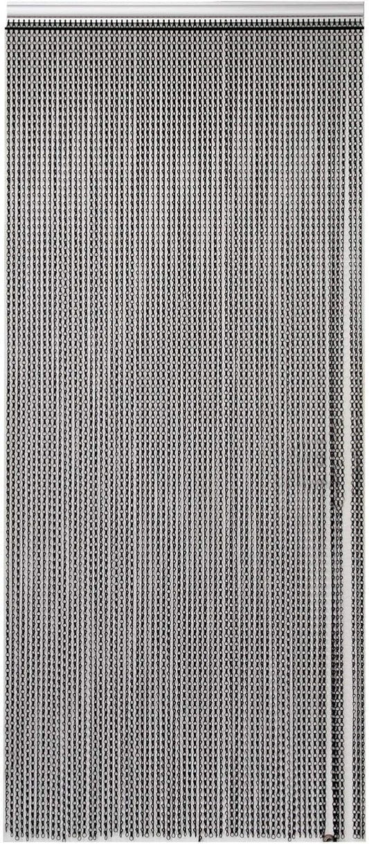 90cm x 200cm Premium Aluminium Fly Screen Chain Curtain - Heavy Duty Insect Door Screen for Restaurants, Homes & Shops - Adjustable Metal Fly Curtain with Easy Installation (Black)