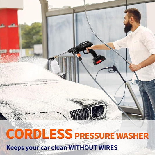 24V Cordless Pressure Washer,300W Pressure Portable Washer, 6 in 1 Portable Power Washer, 5m Hose,Portable Jet Washer for Car, Patio, Floor & Garden Cleaning